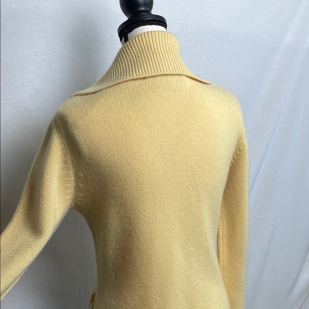 100% Cashmere knit Women's yellow Zip-Up Jacket 4 button pockets - Picture 6 of 17